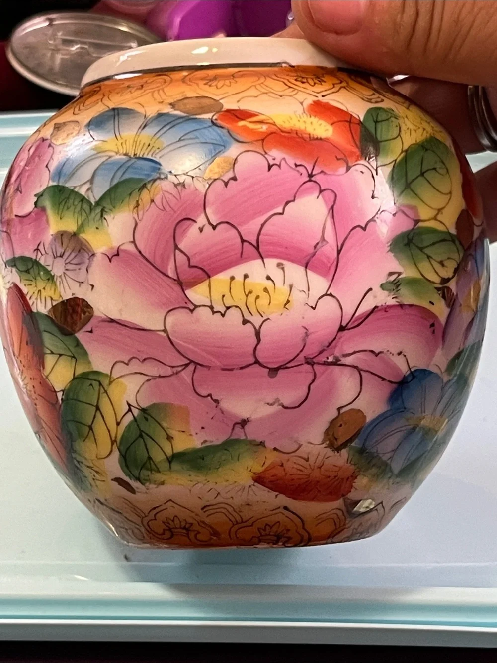 Hand-Painted Floral Ceramic Vase — Multicolor Accent